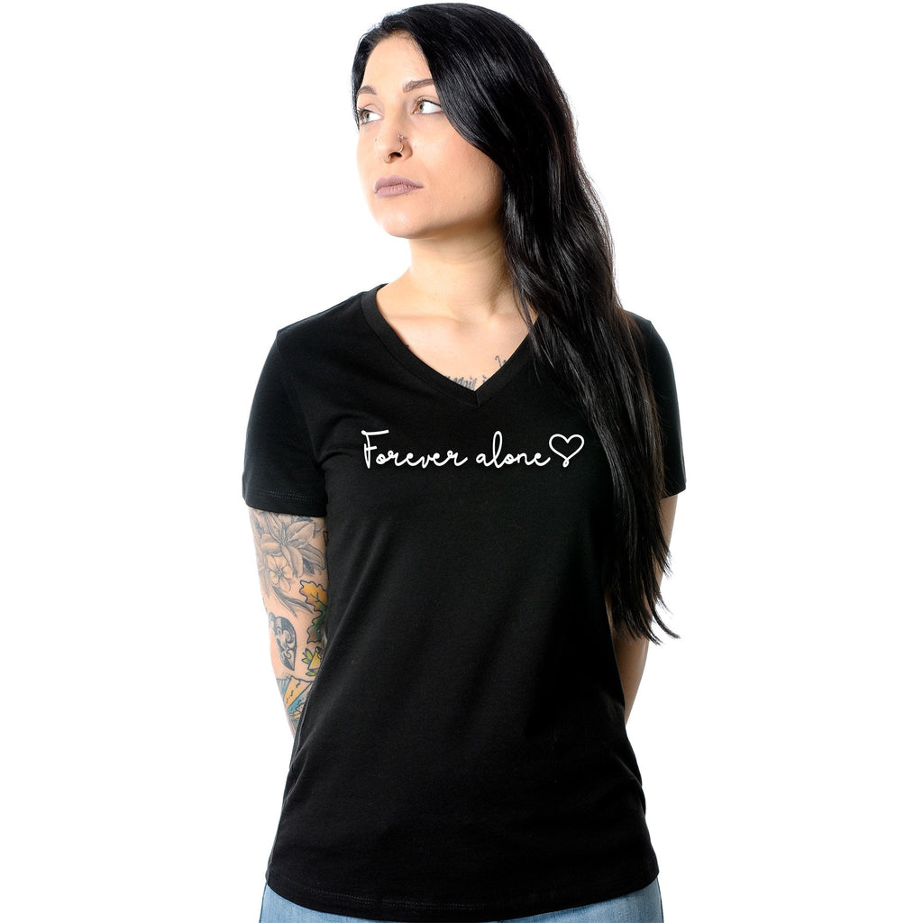 Forever Alone Tapered V-Neck Tee Shirt