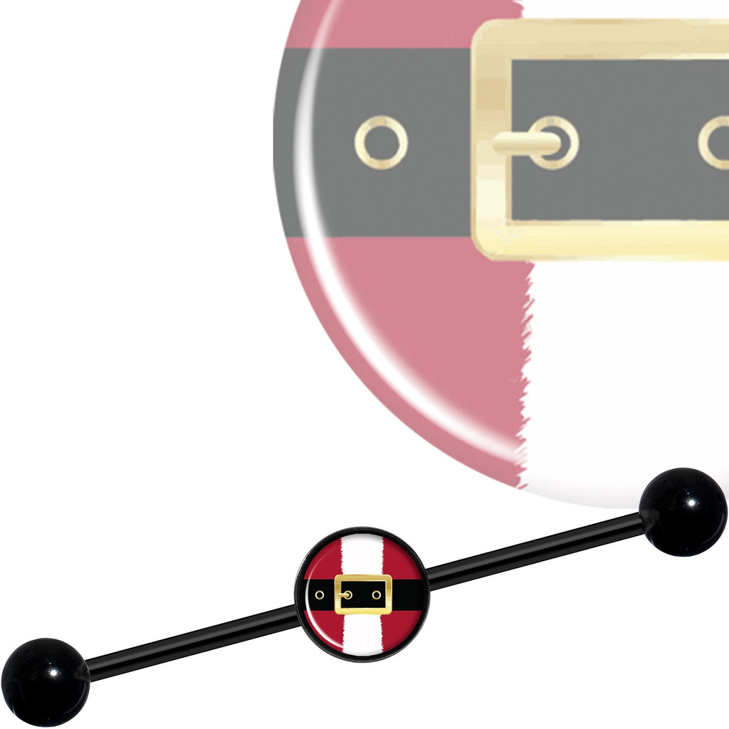 14G Christmas Santa Suit Black Industrial Barbell 37mm