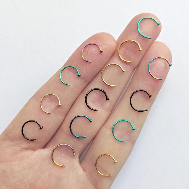 20G 3/8 Green Anodized Titanium Nose Hoop