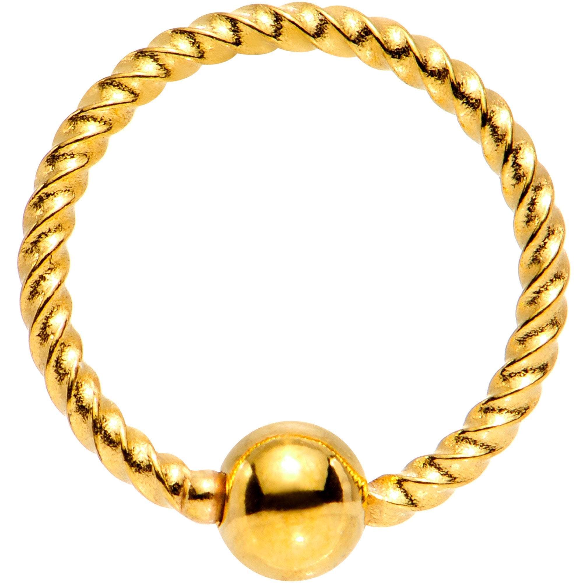 18G 5/16 Gold Tone Anodized So Twisted Captive Style Seamless Ring
