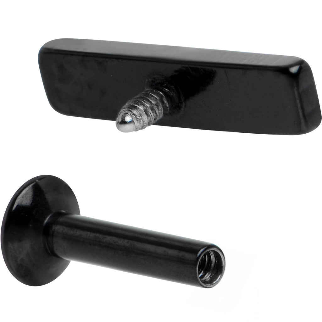 1/4 9mm Black IP Rectangle Internal Thread Daith Cartilage Tragus