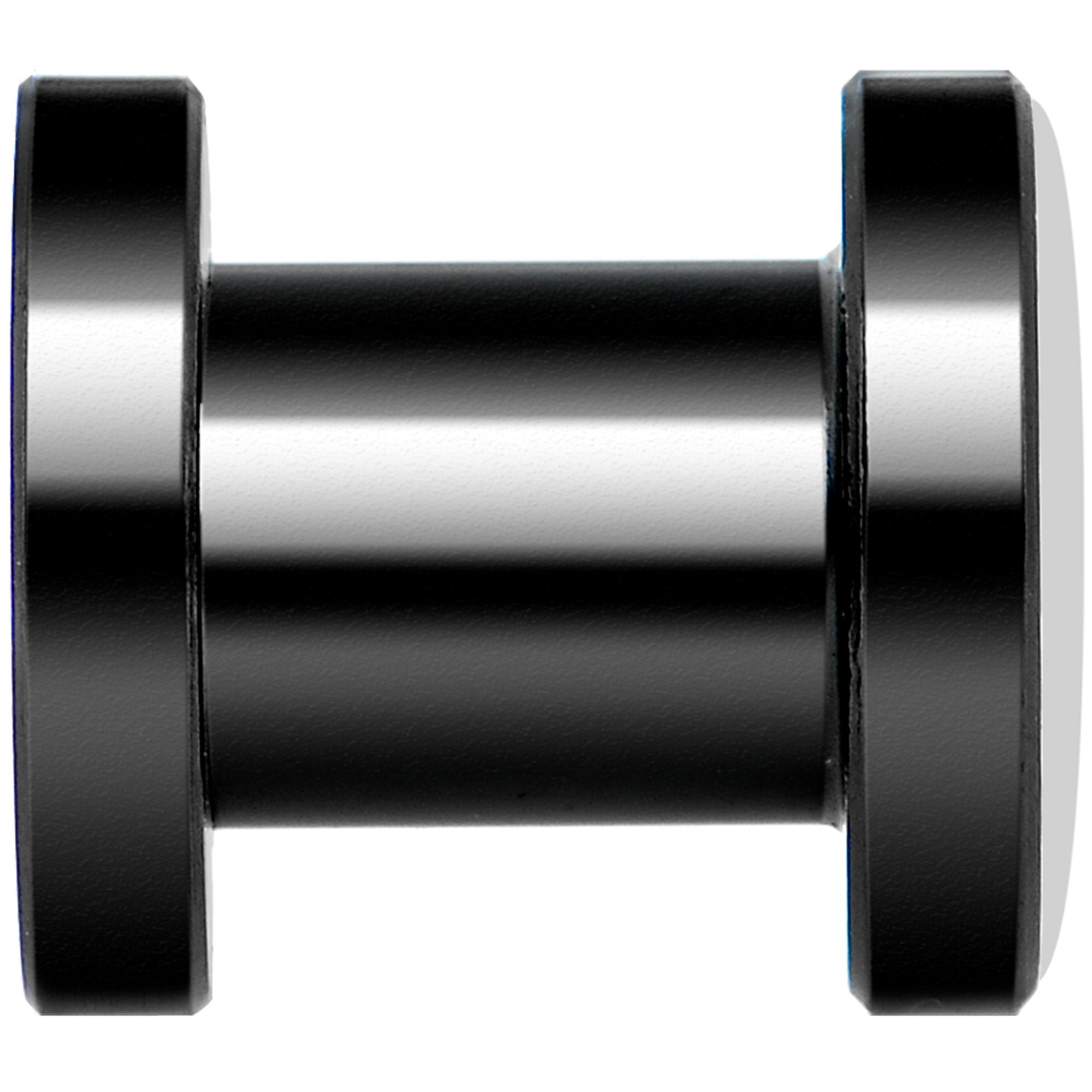 Katrina Sugar Skull Rose Flower Black Anodized Screw Fit Plug Set 2G